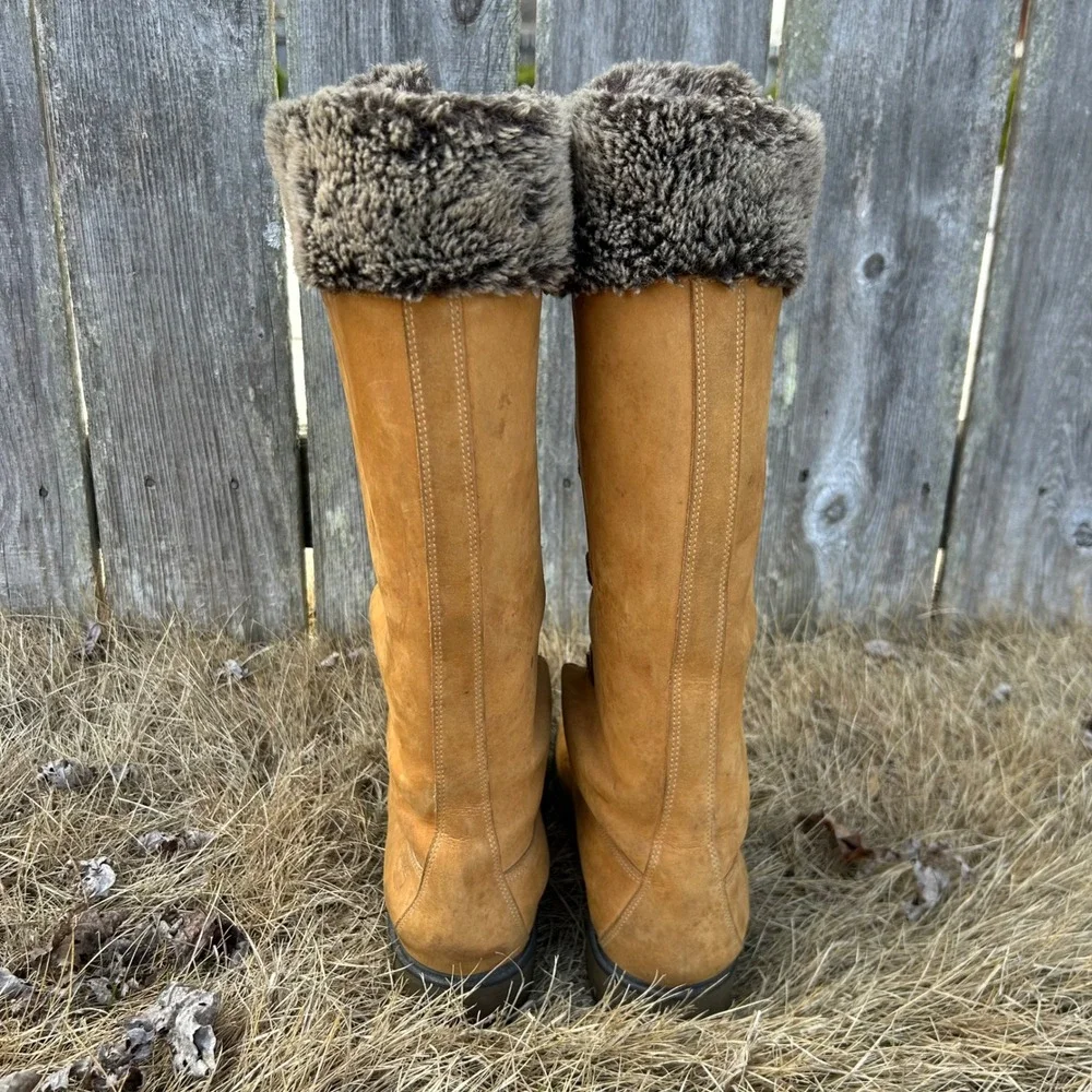 Timberland Wheat Nubuck Faux Fur Tall Lace Up Winter Boots‎ 91335 Womens 8.5 M